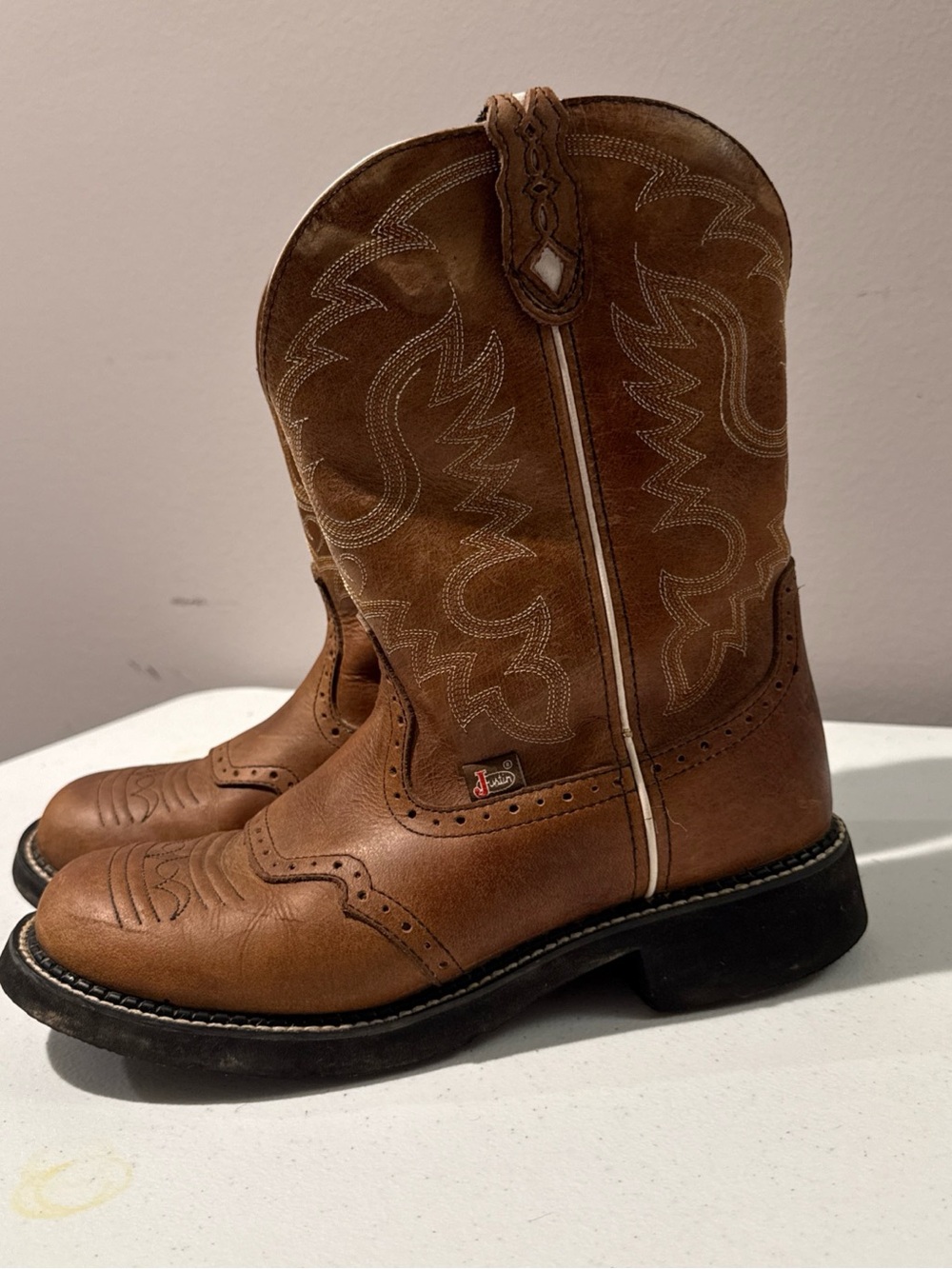 Justin Boots Brown Leather Men’s Western Pull-On Boots